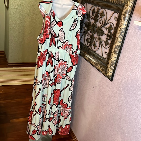 Iman Global Chic Maxi Dress Green Tropical Print Sleeveless NWOT Sz 4X - Picture 8 of 14